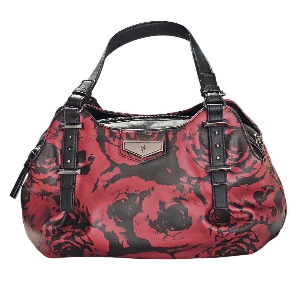 Simply Vera Vera Wang Black and Red Rose Shoulder Bag